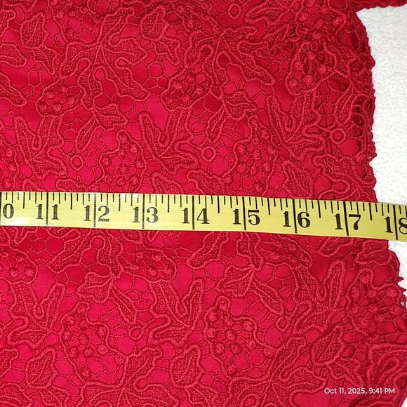 TALBOTS CORDED LACE L/S TANK ROUND NECK 100% COTTON LINED CANDY APPLE RED MEDIUM - Picture 8 of 11